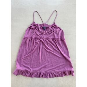 American Eagle Outfitters Y2K Purple Vintage Ruffled Spaghetti Strap Tank